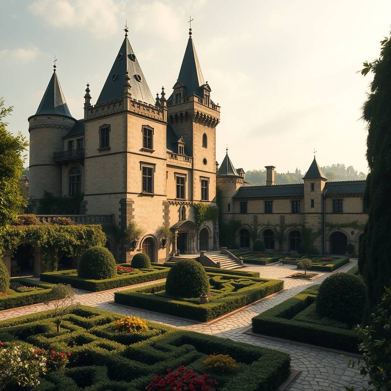 Description détaillée du lieu de tournage: Un magnifique château de style Renaissance, entouré de vastes jardins à la française. Idéal pour les films d'époque et les séries historiques.