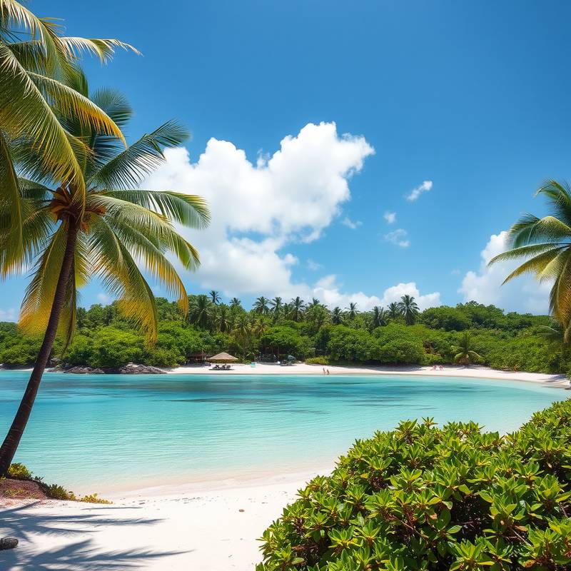Description détaillée du lieu de tournage: Une plage de sable blanc bordée d'eaux turquoise, avec des palmiers et une végétation tropicale luxuriante. Convient parfaitement aux publicités et aux clips musicaux.