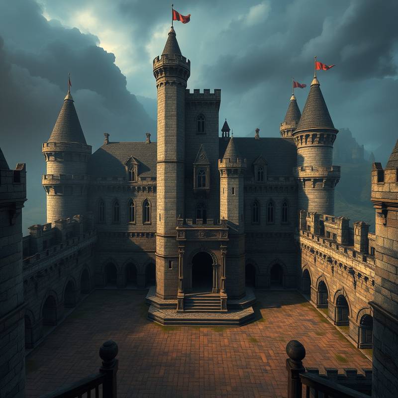 Description détaillée du lieu de tournage: Un château médiéval imposant, avec des remparts, des tours et une cour intérieure spacieuse. Idéal pour les films historiques et les séries fantastiques.