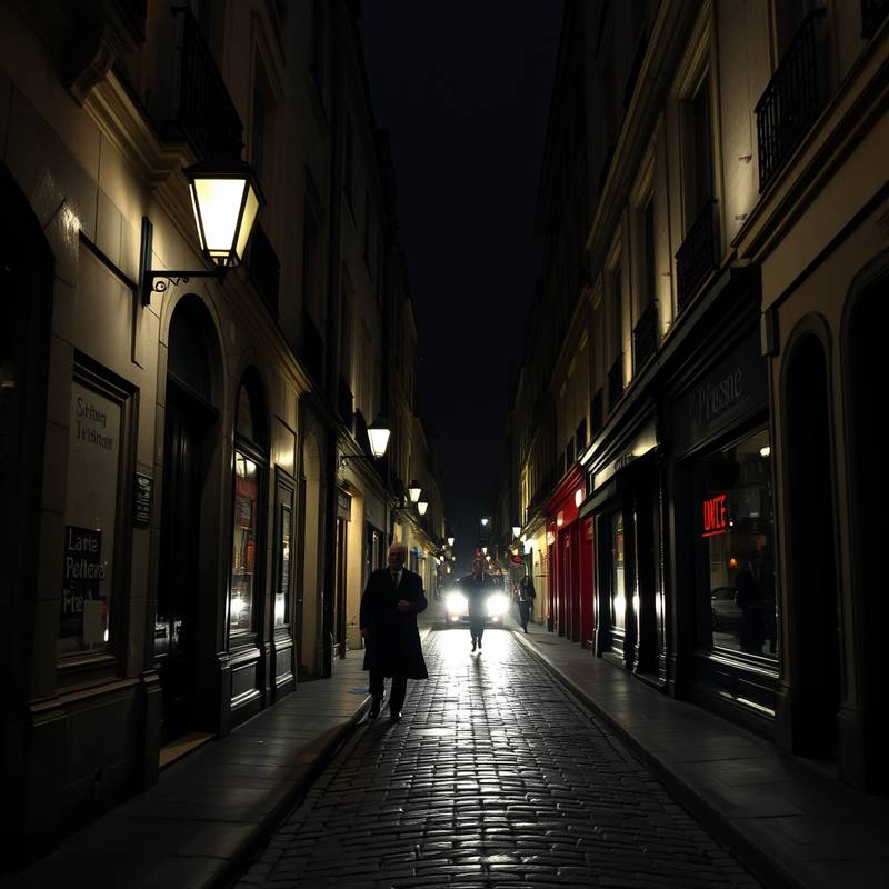 Description détaillée du projet: Extrait d'une série policière tournée dans les rues sombres et mystérieuses du quartier du Marais à Paris.