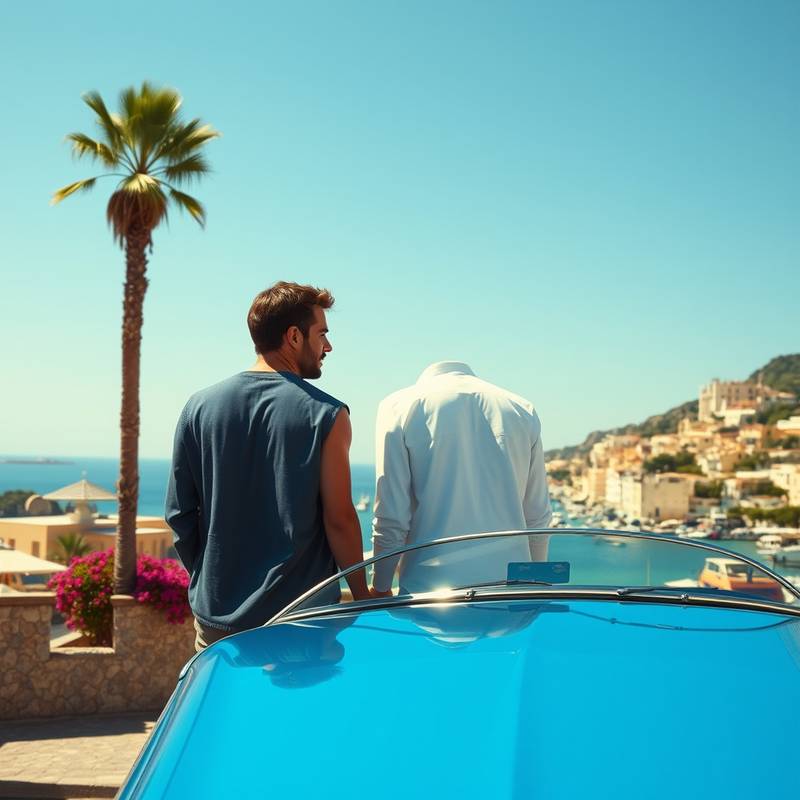 Description détaillée du projet: Image d'une comédie romantique tournée sur la Côte d'Azur, avec des paysages magnifiques et une ambiance ensoleillée.